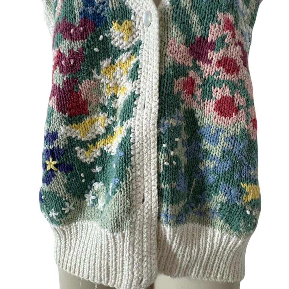 Orvis Womens Floral Cotton Blend Vintage Cottagecore Sweater Vest Cardigan XL - Picture 16 of 16